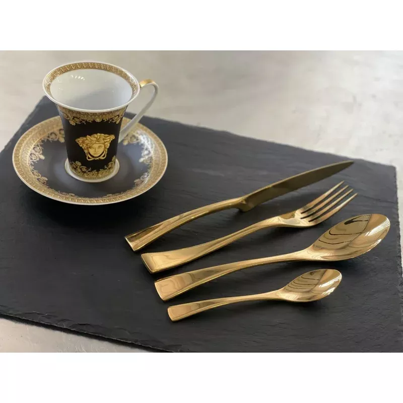 1 Set of Luxury Gold Stainless Steel Design Cutlery