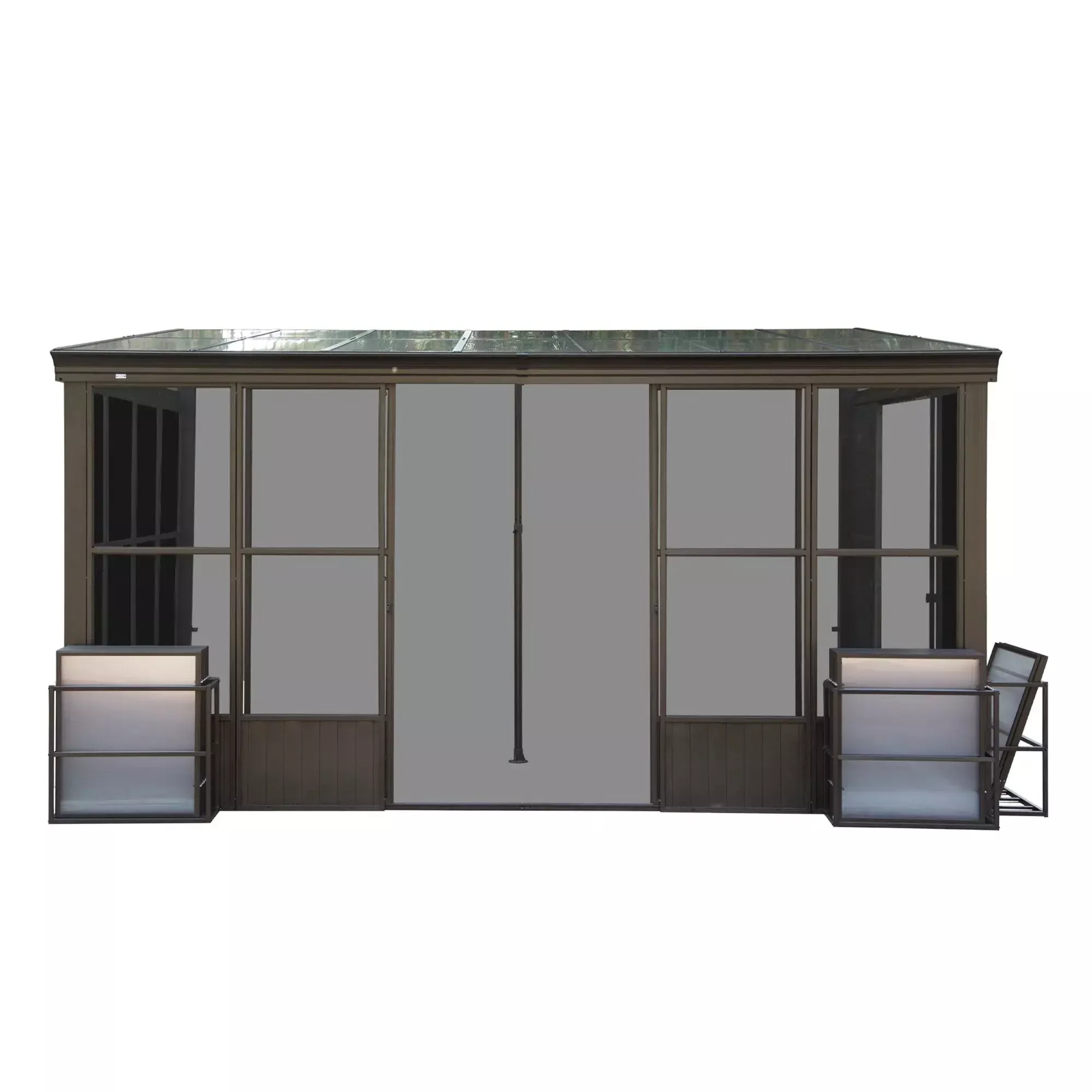 10x14FT All Season Sunroom with Detachable Windows and Sliding Doors