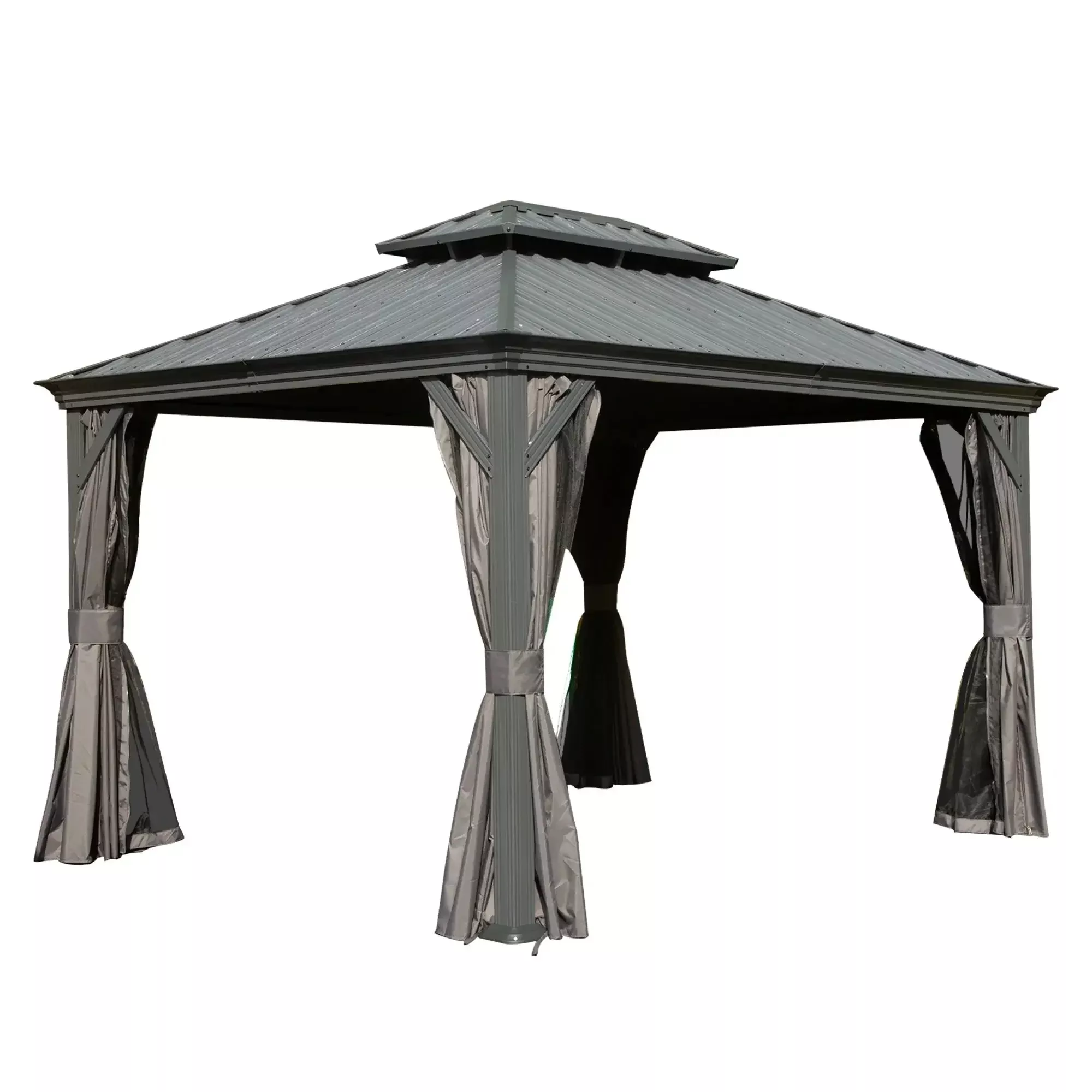 11x13FT Outdoor Gazebo with Galvanized Steel Double Roof
