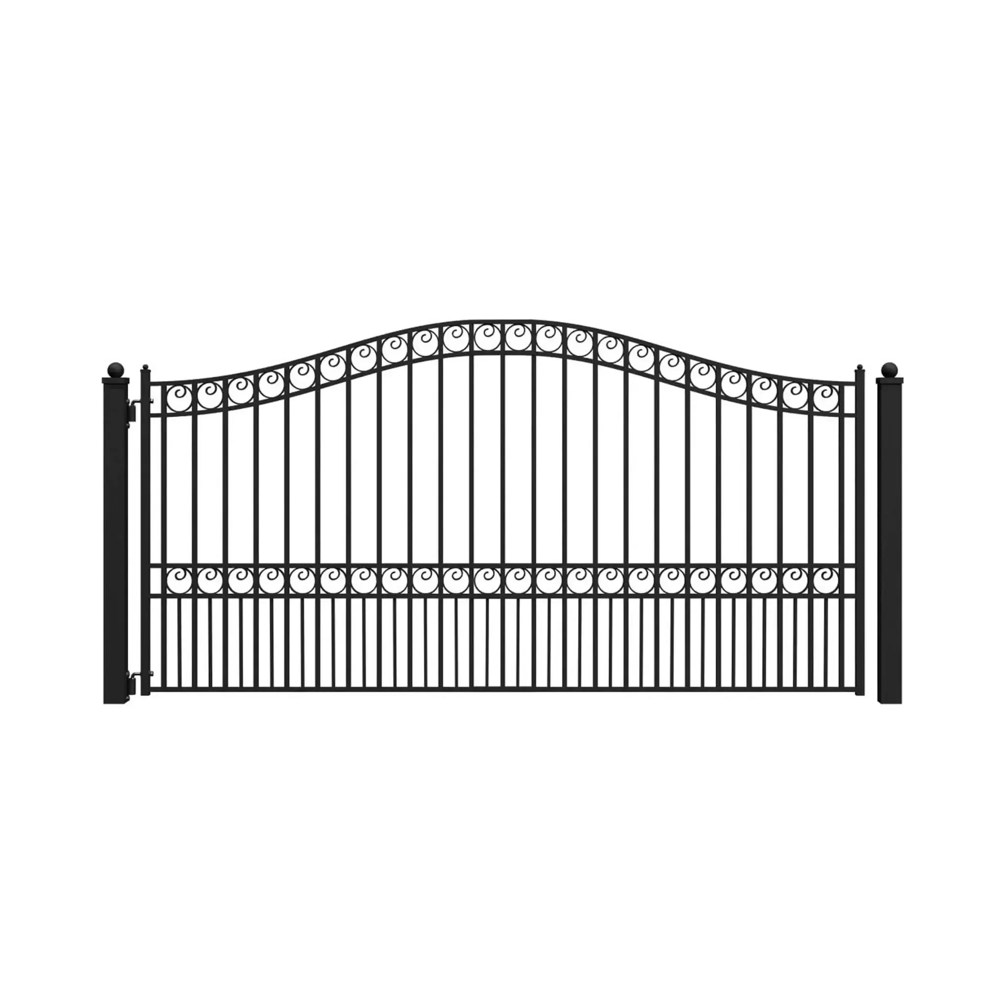 [12-18FT] Heavy-Duty Paris-Style Galvanized Steel Single-Swing Driveway Gate (SAK78643)