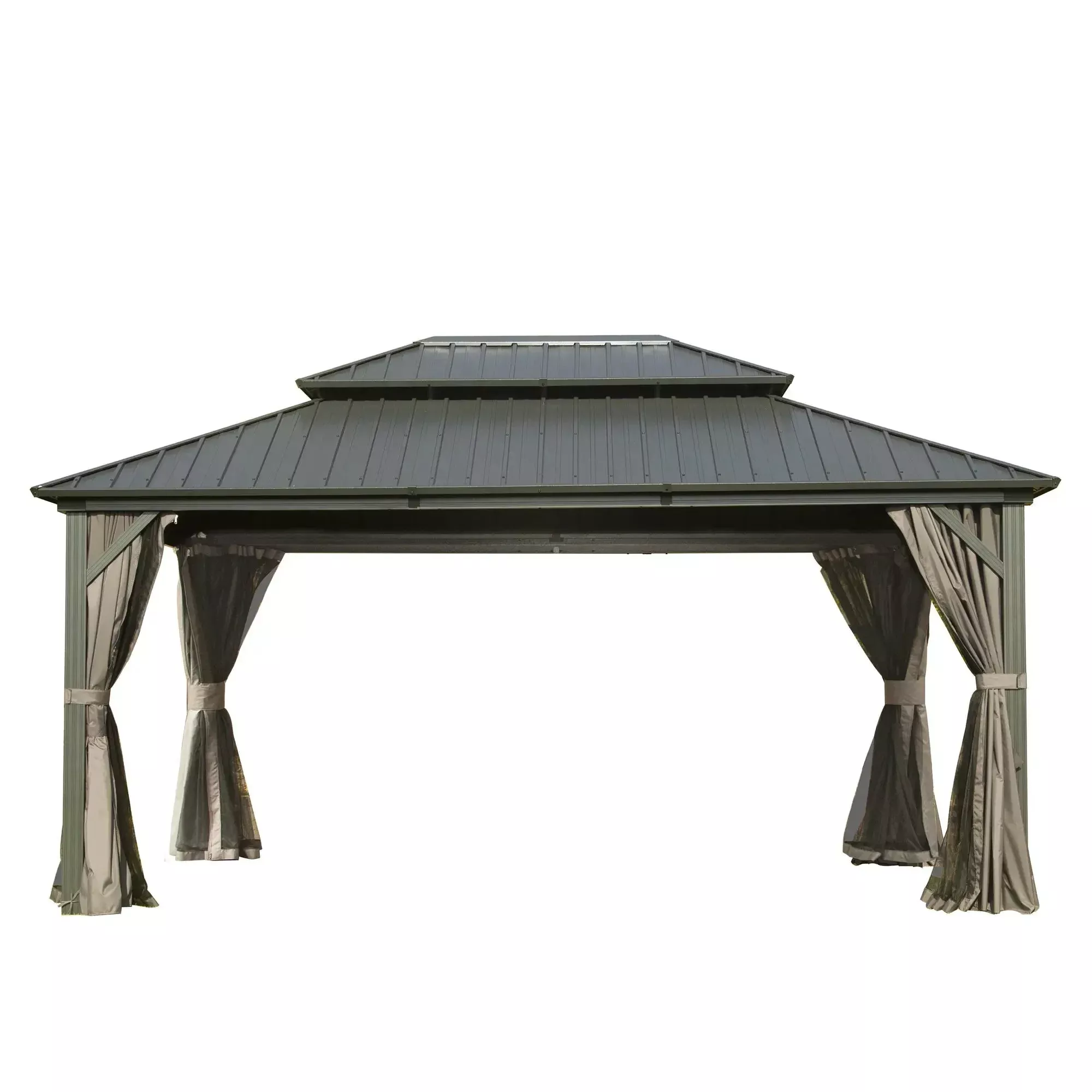 12' x 16' Hardtop Gazebo with Aluminum Frame and Double Roof