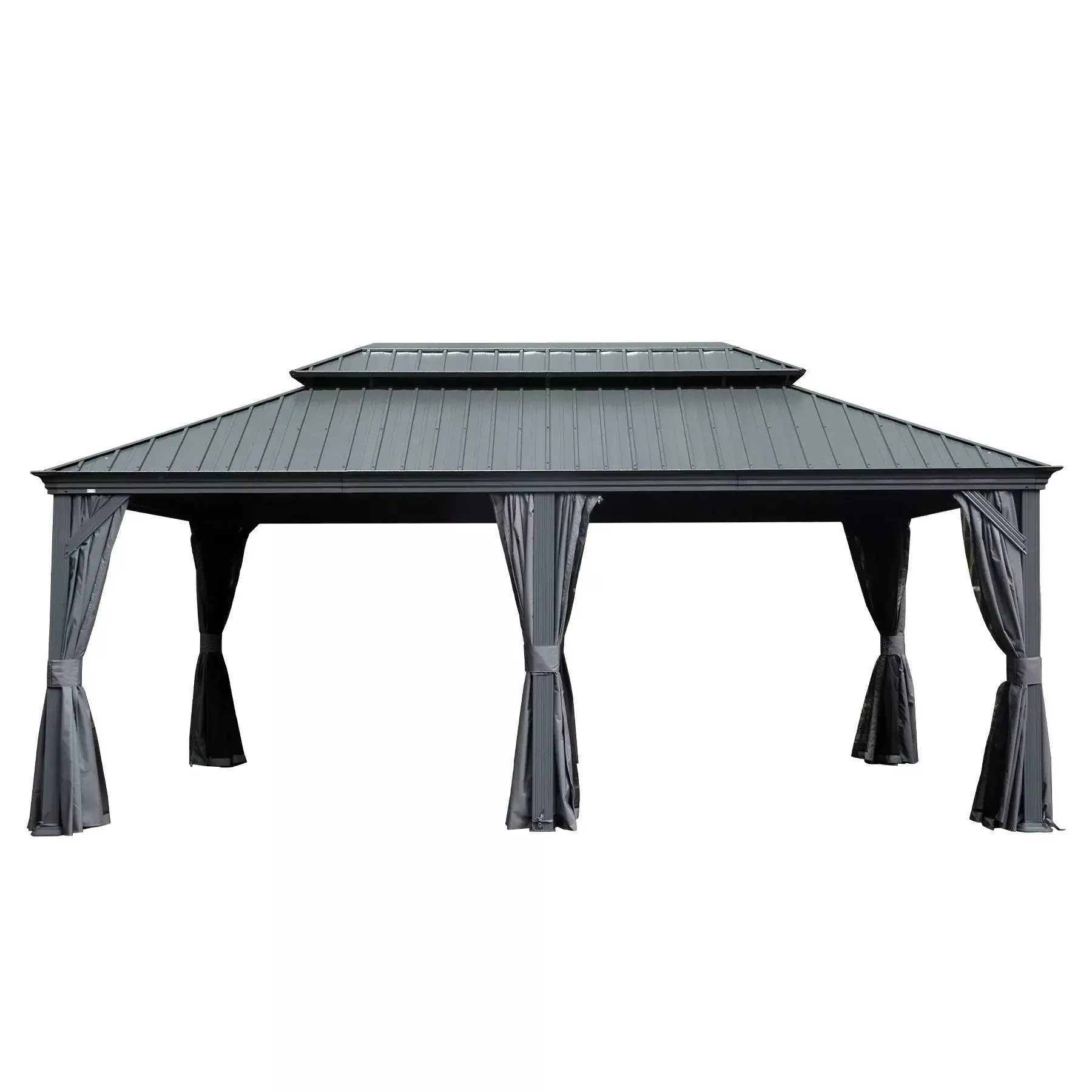 12' x 18' Hardtop Metal Gazebo with Double Roof Canopy