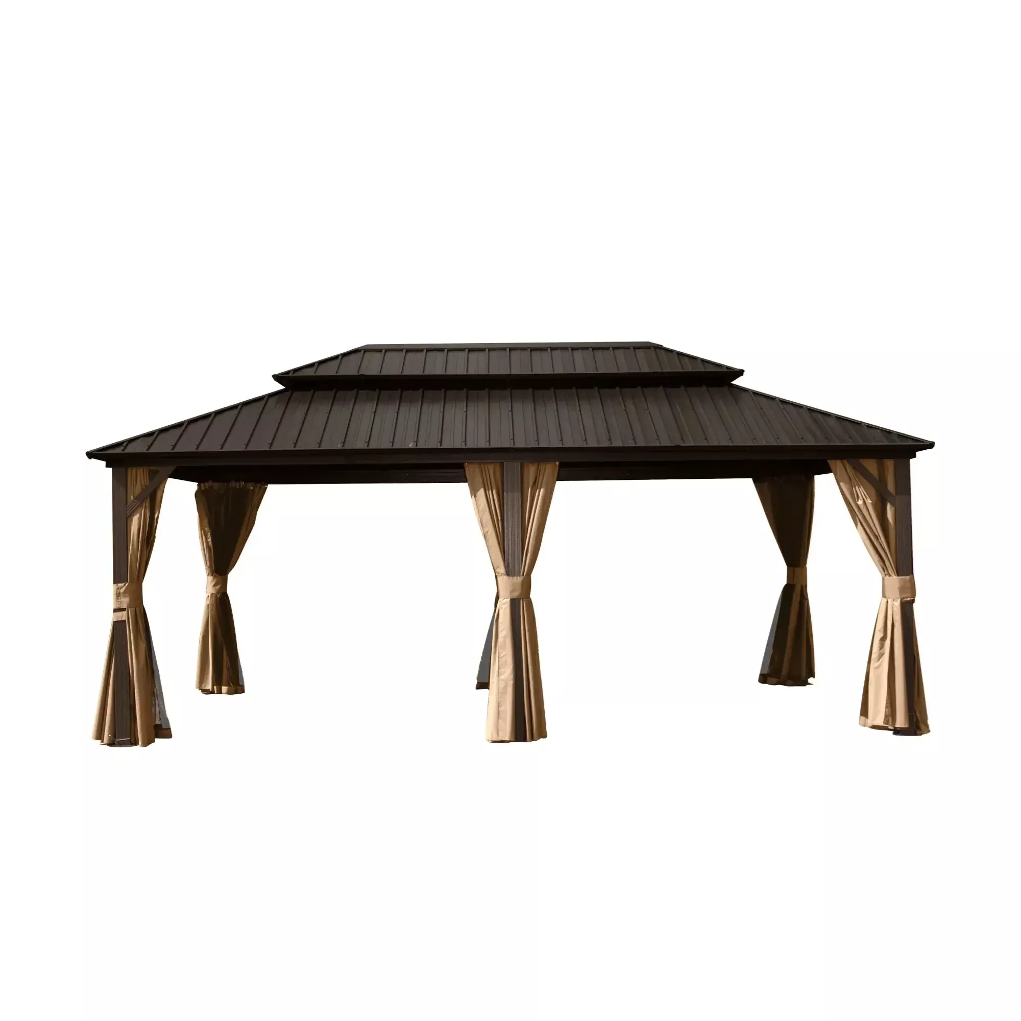 12' X 20' Hardtop Gazebo with Galvanized Steel Double Roof Canopy