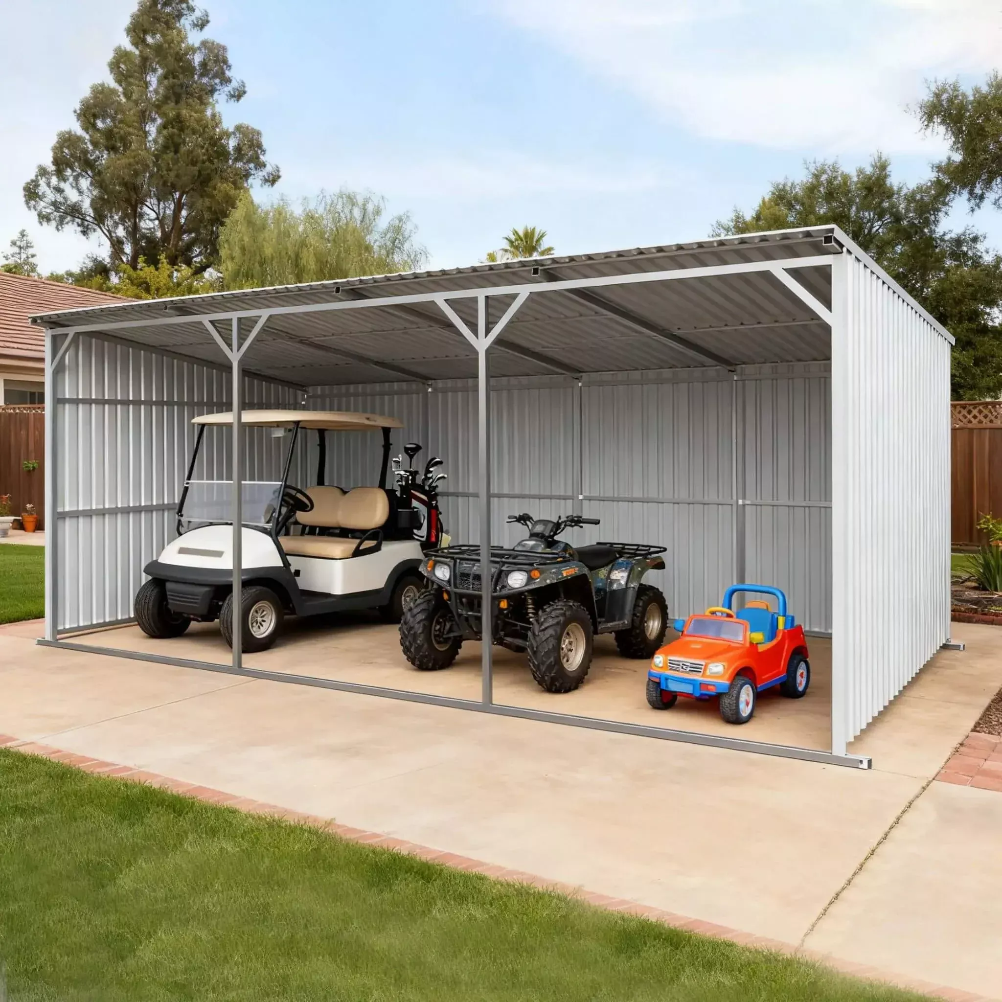 [12X25FT] Alora Heavy-Duty Galvanized steel Storage Equipment Shed (SAK20471)