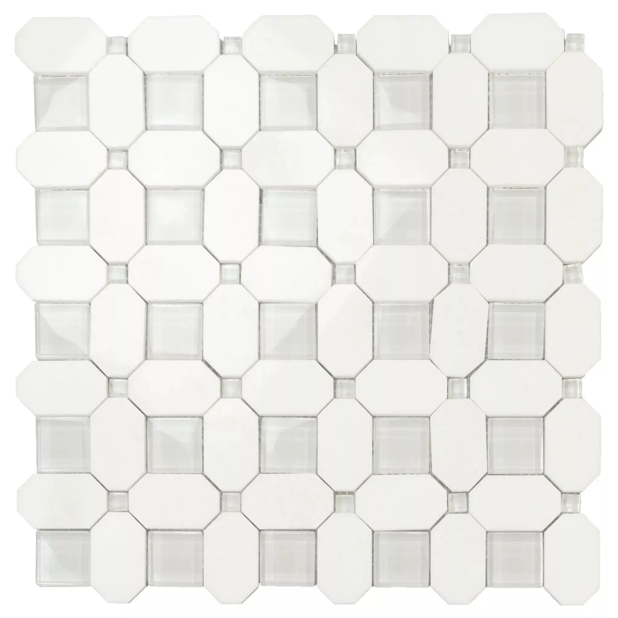 5-Pack White, Blue 12-in x 12-in Polished Glass Wall Tile