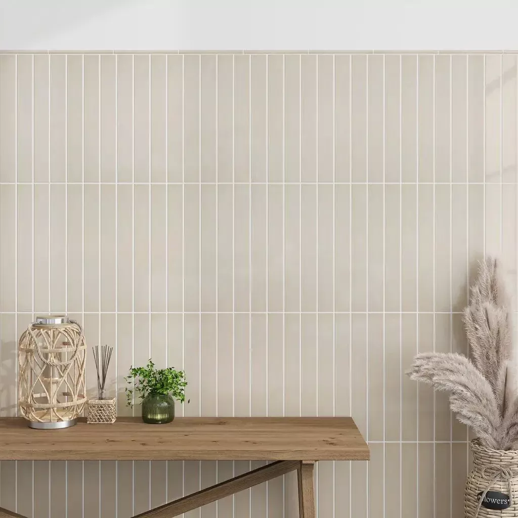 Alabaster Beige 0.5x8 Glossy Ceramic Pencil Tile Trim (10 pack, 0.27 sq ft/case)
