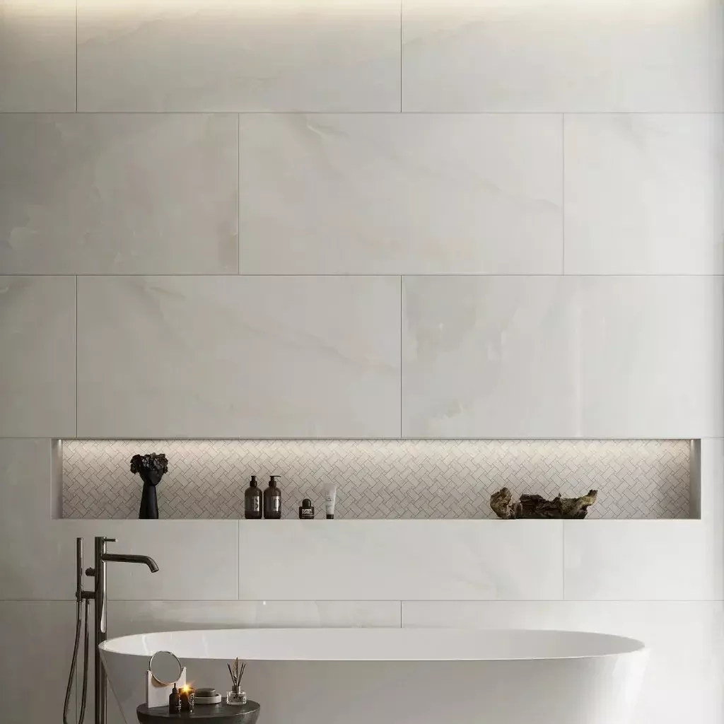 Alabaster White 24x48 Lappato Porcelain Large Format Tile (2 pack, 15.5 sq ft/case)