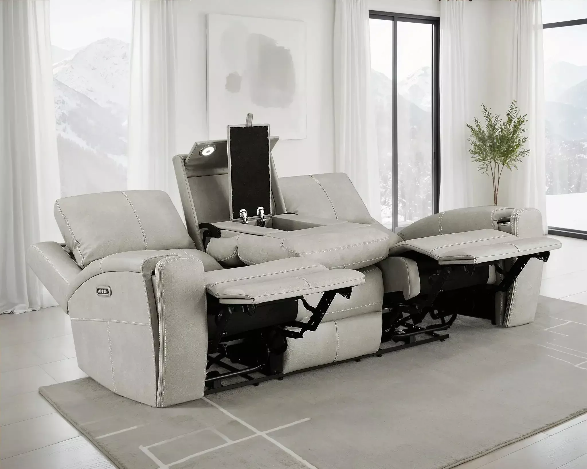 Brickston Triple Power Reclining Sofa Grey