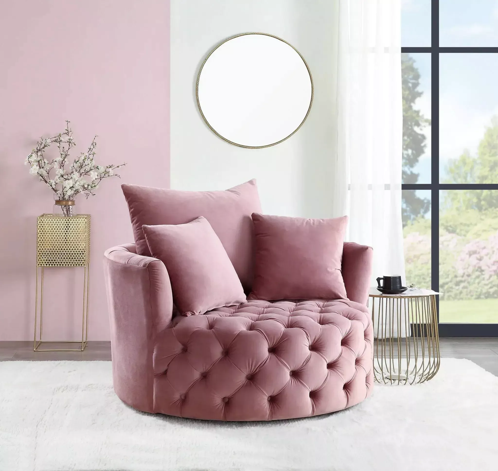 Zunyas Velvet Accent Chair With Swivel